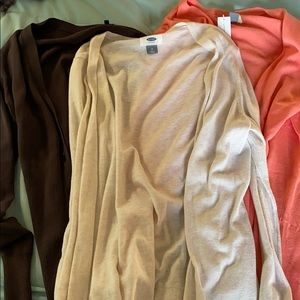 Brown, Pink, and White Button Cardigan Bundle